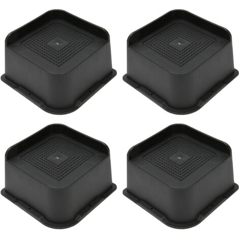 4-teiliges Set L-förmiger, rutschfester Bettfüße/Möbelfüße – für Stühle, Schreibtische, Sofas, Tische – Höhe 7,6 cm/3 Zoll, Schwarz