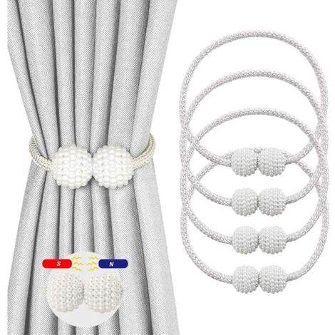 4-teiliges Set magnetischer Gardinenhalter für transparente Gardinen, magnetische Gardinenhalter, magnetische Gardinenhalter für Wohnzimmer, Büro und Schlafzimmer (Weiß)