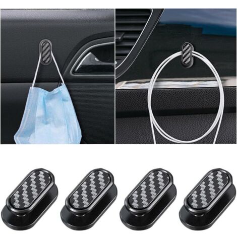 4-teiliges Set Mini-Autohaken (aus Kohlefaser), multifunktionale Haken zur Befestigung von Masken, Schlüsseln, Schlafmasken und Kopfhörern am Armaturenbrett