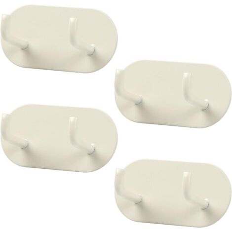 4-teiliges Set selbstklebender Wandhaken, Handtuchhalter aus Metall, Handtuchhalter ohne Bohren für Badezimmer, Schlafzimmer, Küche (Creme)