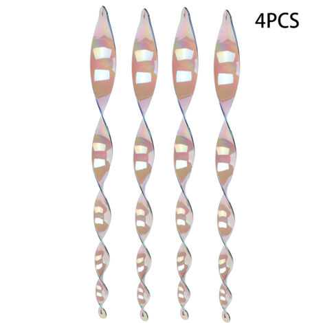 4-teiliges Set spiralförmiger, rotierender, reflektierender Vogelabwehrdekorationen für den Garten
