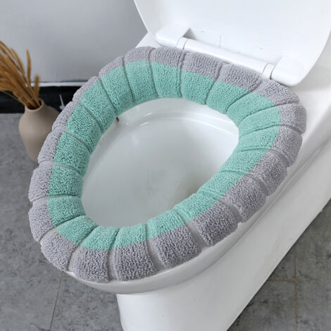 4-teiliges Set universeller Toilettensitzbezüge, dicke, weiche Plüschmatten, warme Winter-Toilettenauflagen mit Griff, waschbar