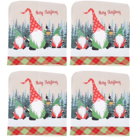4-teiliges Set weicher, elastischer Stuhlhussen mit Weihnachtsmuster, Esszimmerstuhlhussen zur Weihnachtsdekoration