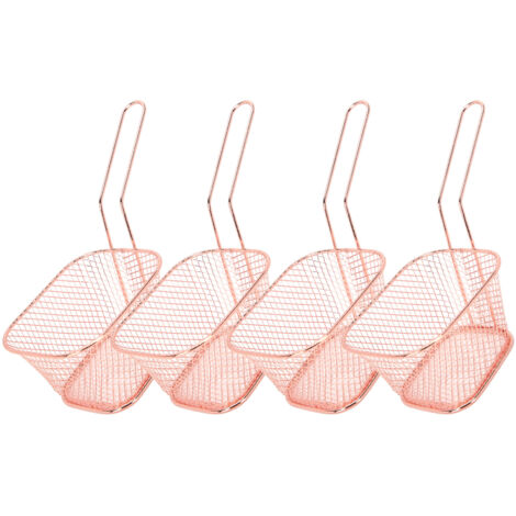 4-teiliges Siebset aus roségoldenem Edelstahl für Pommes frites und zum Kochen