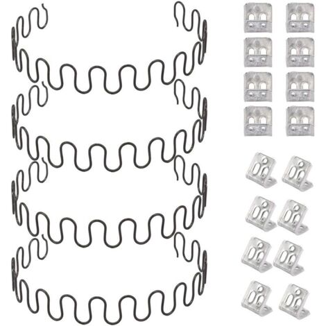 4-teiliges Sofafeder-Reparaturset (20 Zoll) mit 16 S-Clips, 4,0 mm Drahtdurchmesser, für Möbel, Inneneinrichtung und Sitzmöbel