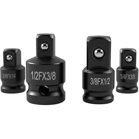 4-teiliges Steckschlüssel-Adapterset aus Chrom-Molybdän-Stahl (CR-MO) – Vierkantantrieb-Adapter für Ratschen: 3/8" auf 1/4", 1/4" auf 3/8", 1/2" auf 3/8", 3/8" auf 1/2" – Reduzierstück