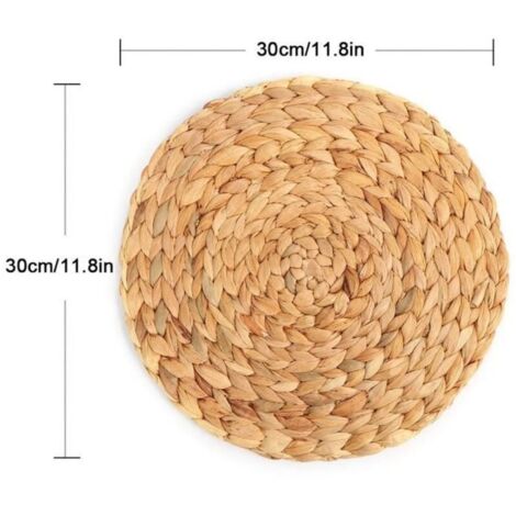 4-teiliges Tischset aus gewebtem Wasserkürbis, rundes Tischset aus Rattan, Wasserkürbis-Tischset, rundes Kissen, Grün