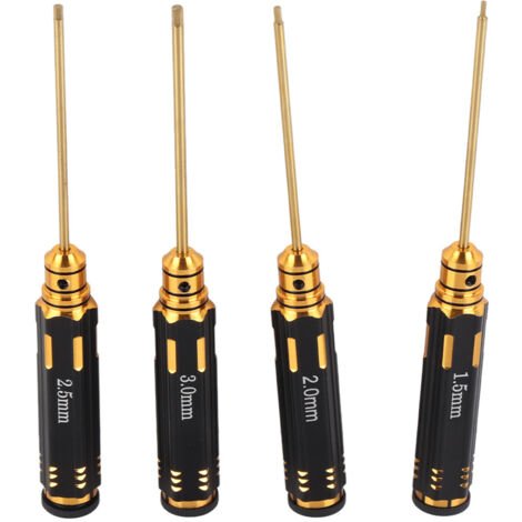 4-teiliges, titanbeschichtetes, schwarzes Schraubendreher-Set für Flugzeugmodellbausätze (1,5/2,0/2,5/3,0 mm)