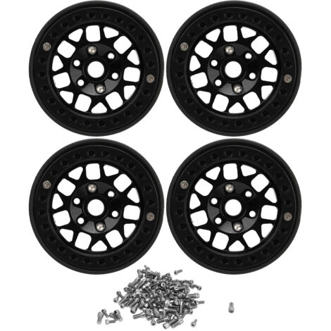 4-teiliges Universal-Felgenset aus 1,9-Zoll-Aluminiumlegierung für RC-Crawler SCX10 und SCX10 II – Schwarz