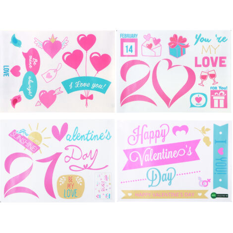 4-teiliges Valentinstag-Wandtattoo-Set, Wohnzimmerdekoration, Hintergrund für besondere Anlässe