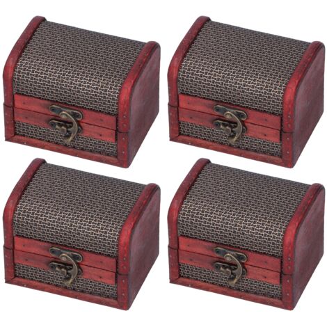 4-teiliges Vintage-Aufbewahrungsbox-Set aus Holz für Schmuck, Make-up und Accessoires – Klassische, handgefertigte Dekoration