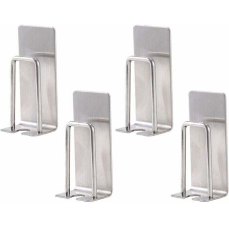 4-teiliges Wand-Zahnbürstenhalter-Set aus Edelstahl, selbstklebend, für die praktische Aufbewahrung im Badezimmer (Silber)