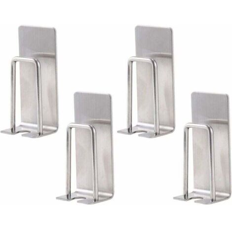 4-teiliges Wand-Zahnbürstenhalter-Set aus Edelstahl, selbstklebend, für die praktische Aufbewahrung im Badezimmer (Silber)