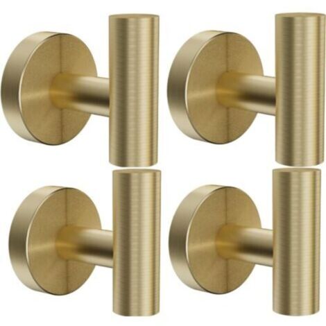 4-teiliges Wandhaken-Set für Badezimmer, Küchenhandtuchhaken, Bilderhaken, Badehandtuchhaken, Handtuchhalter aus Edelstahl, Kleiderbügel (4 Gold)
