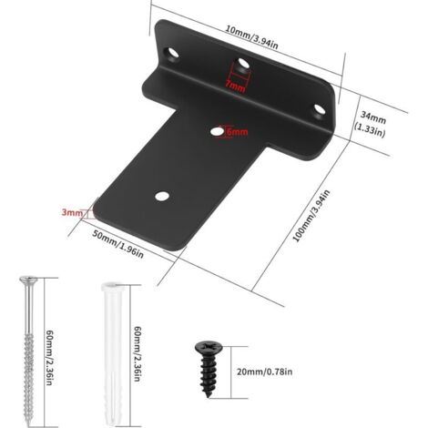 4-teiliges Wandregal-Set, Wandregalhalterungen, 100 mm starke industrielle Wandregalträger, Wandregalhalterungen, unsichtbare Wandregalbefestigungen, L-förmige Metallhalterungen, Schwarz