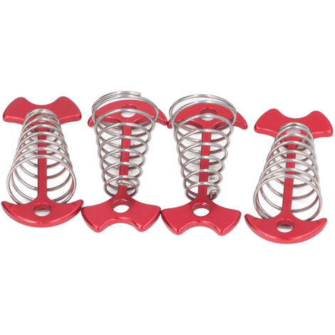 4-teiliges Zeltnägel-Set aus Aluminiumlegierung, federbelastete Boden- und Markisenheringe, Edelstahl, rot