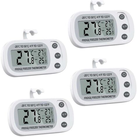 4 termometri digitali per frigorifero, termometro digitale per congelatore con gancio, display LCD di facile lettura, registrazione massima/minima, perfetti per casa, ristoranti, cantine.