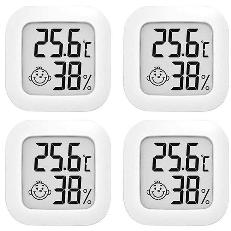 4 Thermomètre dambiance, Mini humidimètre numérique LCD, thermomètre dintérieur facile à utiliser, thermomètre dhumidité multifonctionnel