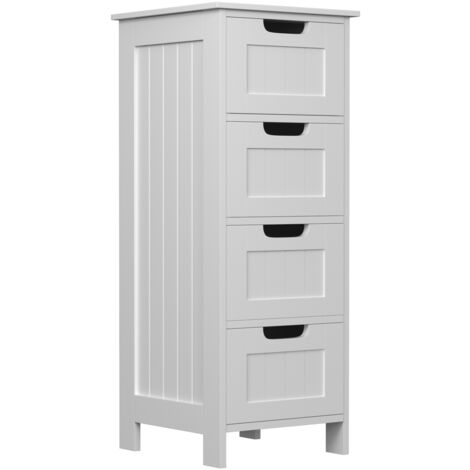 6-Tier Slim Bathroom Storage Cabinet Plastic Freestanding with Drawers in  White