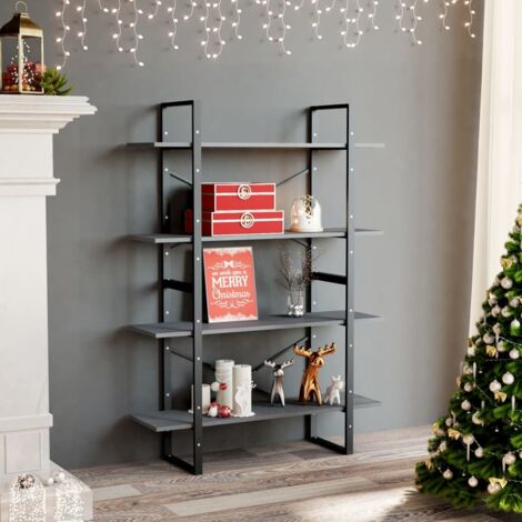 4-Tier Book Cabinet Grey 100x30x140 cm Solid Pine Wood vidaXL