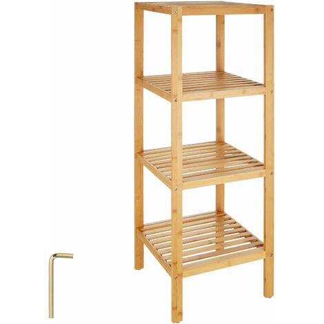 4 Tier Book Shelf Unit Bamboo Bookcase Bathroom Kitchen Storage Rack Display - bath shelf, bamboo shelf, toilet shelf