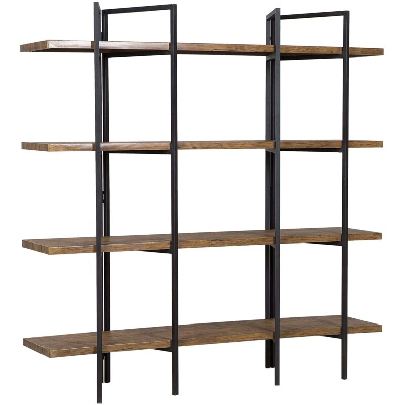 Beliani - Industrial 5-shelf Storage Bookcase Dark Wood Finish Metal Black Frame Compton