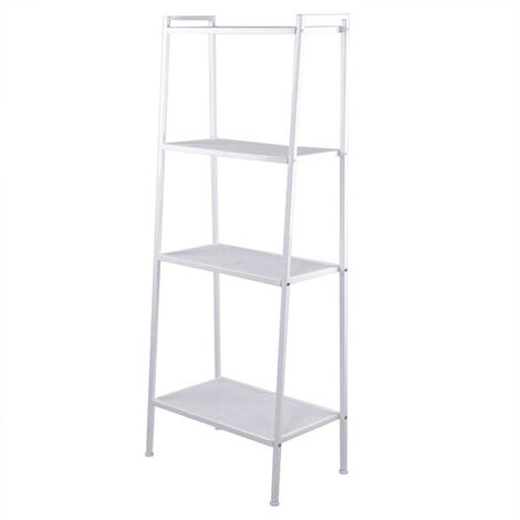 4-Tier Bookshelf Shelving Unit Wood Bookcase White Shelves 60x35x147cm