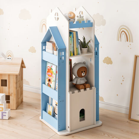 4-Tier Castle Kids Rotating Bookshelf