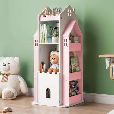 4-Tier Castle Kids Rotating Bookshelf