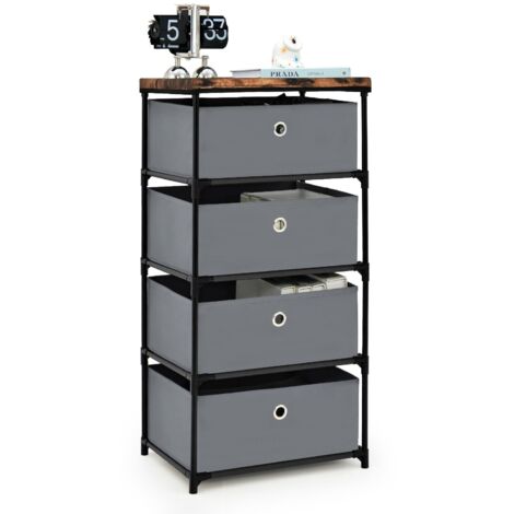 4-tier Fabric Dresser Home Organizer Unit Large Capacity Storage Drawer