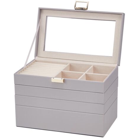 4-Tier Jewellery Storage Box with Transparent Lid