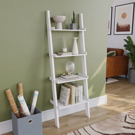 4 Tier Ladder Shelf Unit Bookcase Shelving Display Stand Rack Storage