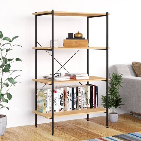 4-Tier Shelving Unit Black and Oak 80x40x130 cm vidaXL