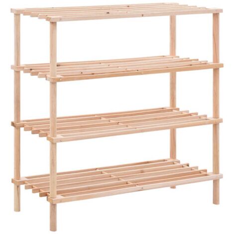 4-Tier Shoe Rack Solid Fir Wood vidaXL