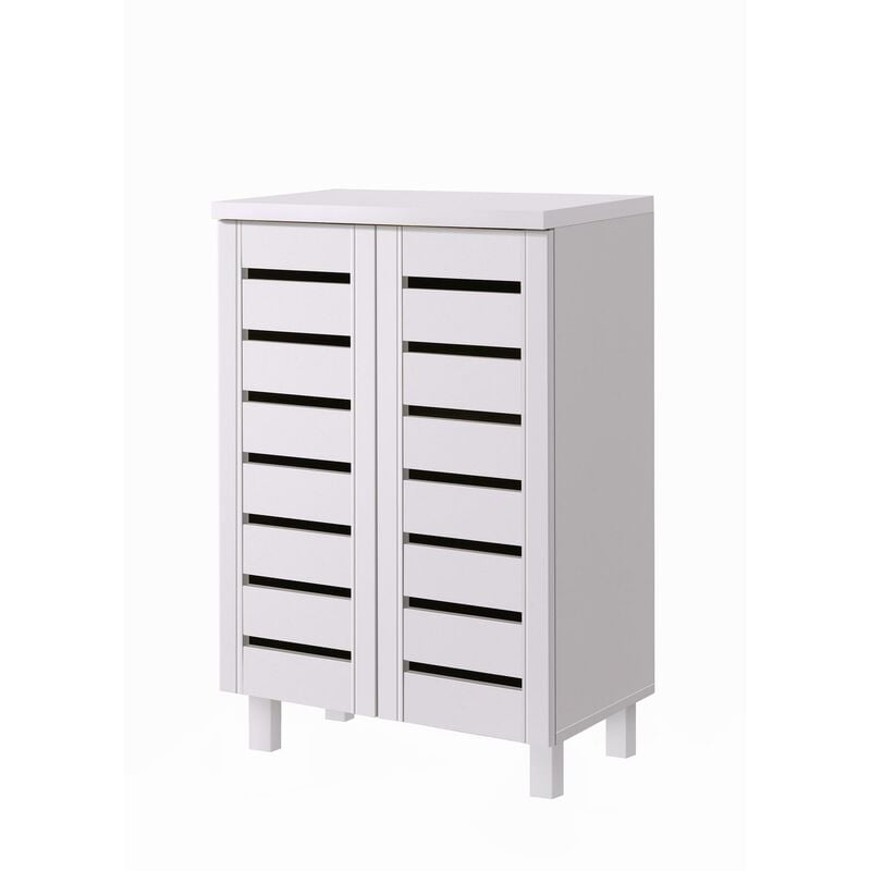 4 Tier Shoe Storage Cabinet 2 Door Cupboard Stand Rack Unit White Tad040