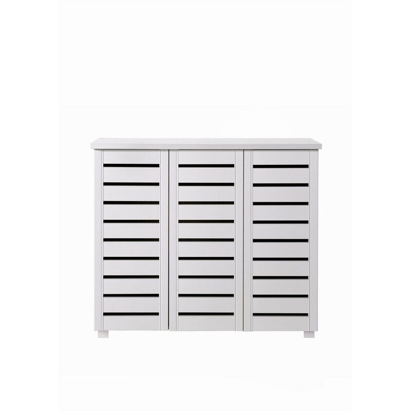 4 Tier Shoe Storage Cabinet 3 Door Cupboard Stand Rack Unit White