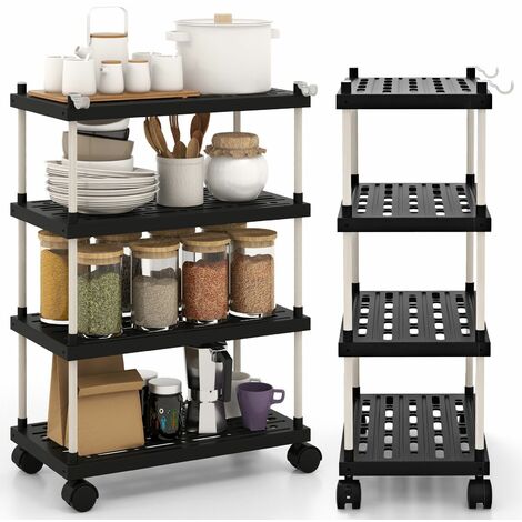 4-Tier Slim Storage Cart Slide Out Rolling Utility Cart with Lockable Wheels