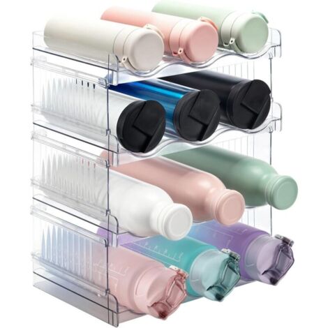 4-Tier Stackable Bottle Rack - Wine Bottle Organizer for Fridge, Freezer, Kitchen Cabinet, Bottle Storage, Kitchen Cupboard, Countertop Organizer