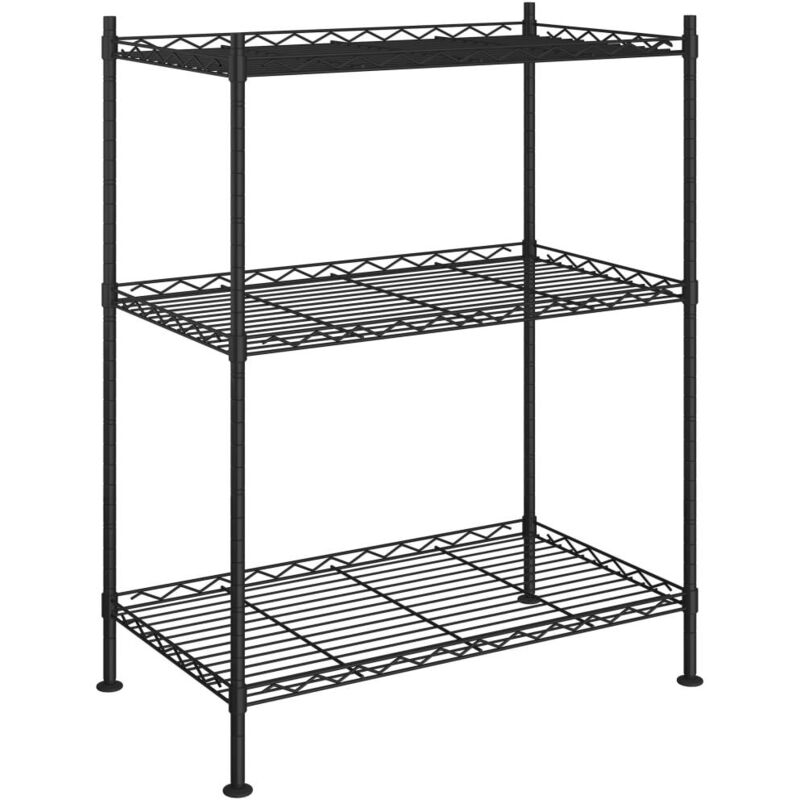 vidaXL 3-tier Storage Rack 60X35X76cm Black 150 Kg, Black