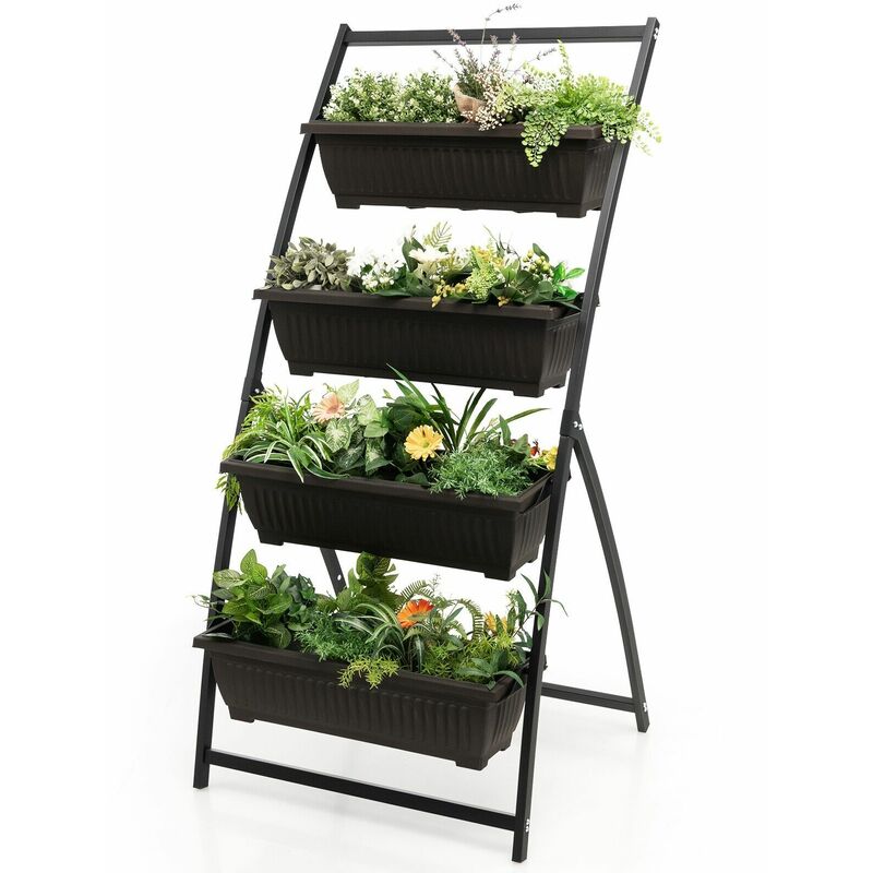 4-Tier Vertical Raised Garden Bed Freestanding Garden Planter 4 Container Boxes