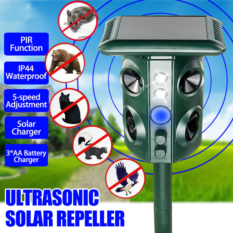 4 tipi di rilevamento del sensore repellente per animali a infrarossi per animali repellente ad ultrasuoni solare per giardino cortile fattoria