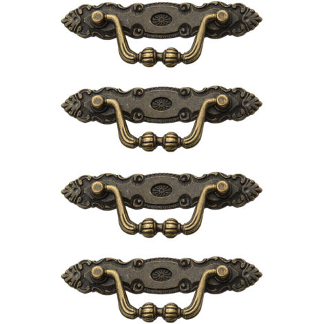 4 tiradores de cajón de aleación de zinc clásicos de bronce vintage con 8 tornillos M2 para muebles
