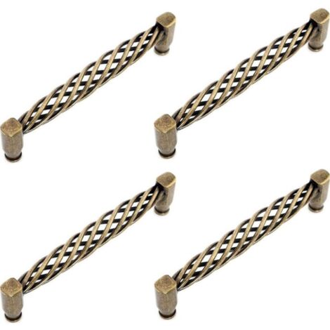 4 tiradores de puerta de cocina vintage huecos con tornillos para muebles, armarios y cómodas - Bronce/128 mm