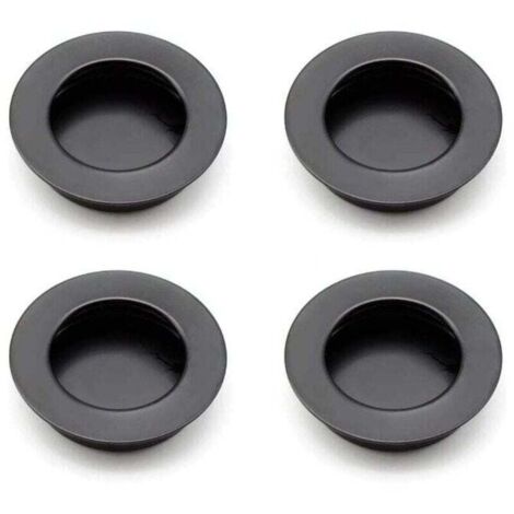 4 tiradores redondos empotrados, XU, 40 mm, acero inoxidable 304, para puertas corredizas, color negro, aptos para cajones, armarios y muebles a medida - KZQ