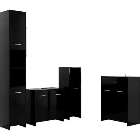 4-tlg. Badmöbel-Set Schwarz vidaXL