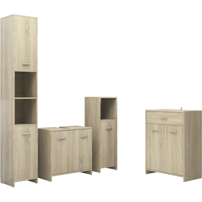 4-tlg. Badmöbel-Set Sonoma-Eiche - Braun - Vidaxl