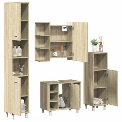 4-tlg. Badmöbel-Set Sonoma-Eiche Holzwerkstoff vidaXL