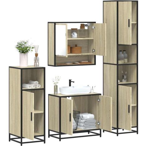 4-tlg. Badmöbel-Set Sonoma-Eiche Holzwerkstoff vidaXL