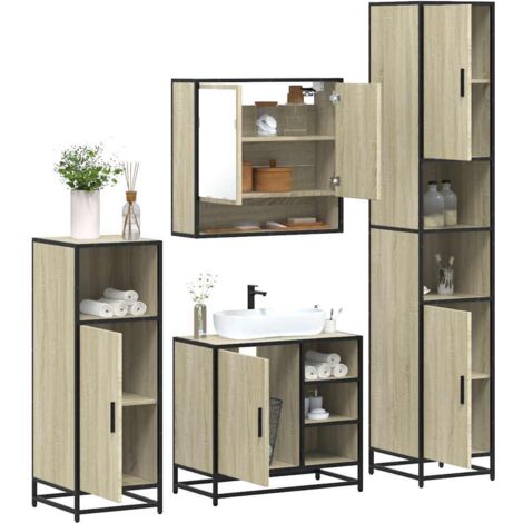 4-tlg. Badmöbel-Set Sonoma-Eiche Holzwerkstoff vidaXL