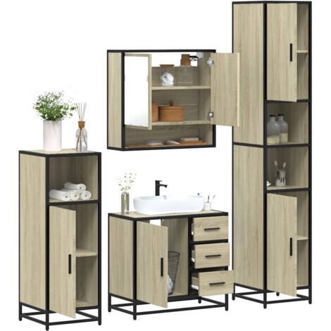 4-tlg. Badmöbel-Set Sonoma-Eiche Holzwerkstoff vidaXL